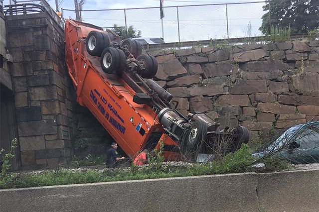 The truck that careened through the overpass onto Route 495